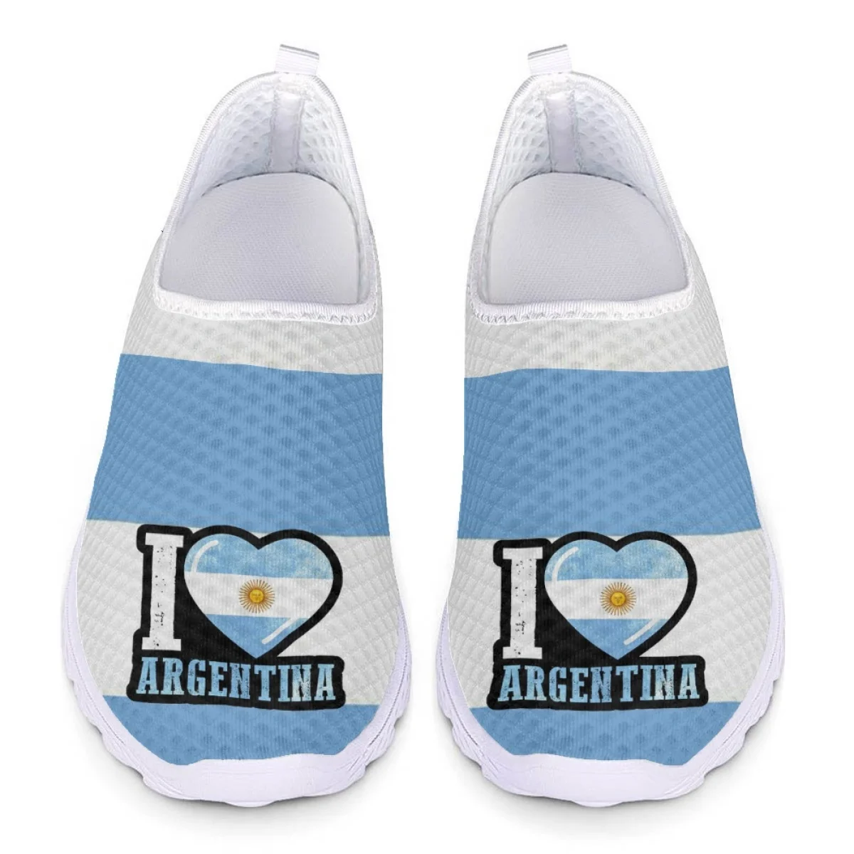 

I Love Argentina Print Light Mesh Flats Breathable Casual Non-Slip Walking Shoes Comfortable Lightweight Indoor Shoes for Women