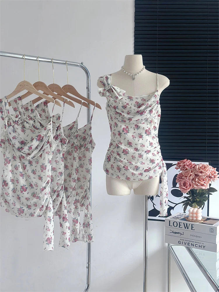 Женский укороченный топ в стиле девушки Мори винтажный с цветочным принтом