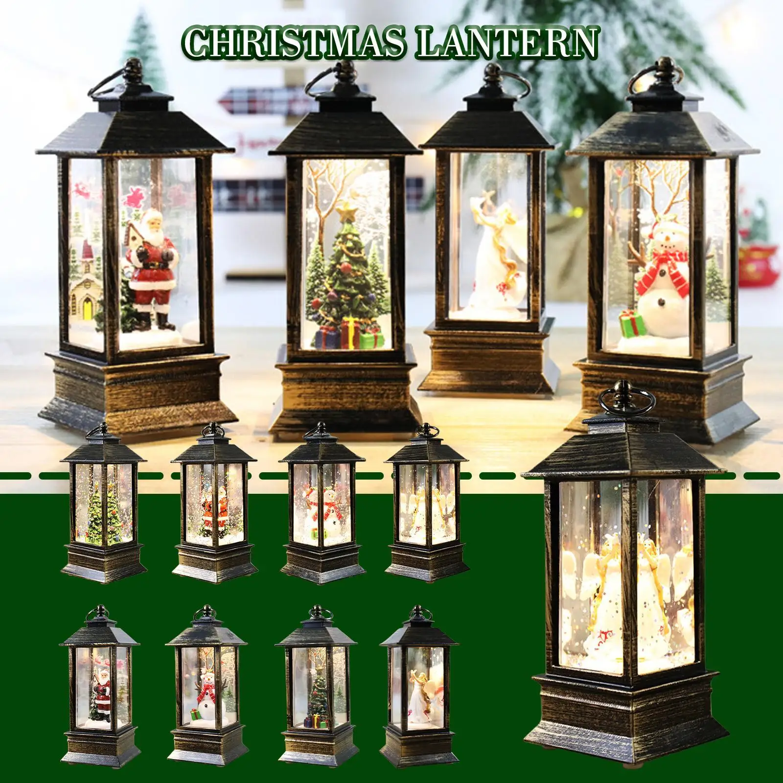 

Рождественский светодиодный светильник в виде глобуса, на батарейках, подвесной ночник с водяным блеском, Санта-Клаусом, снеговиком, праздн...