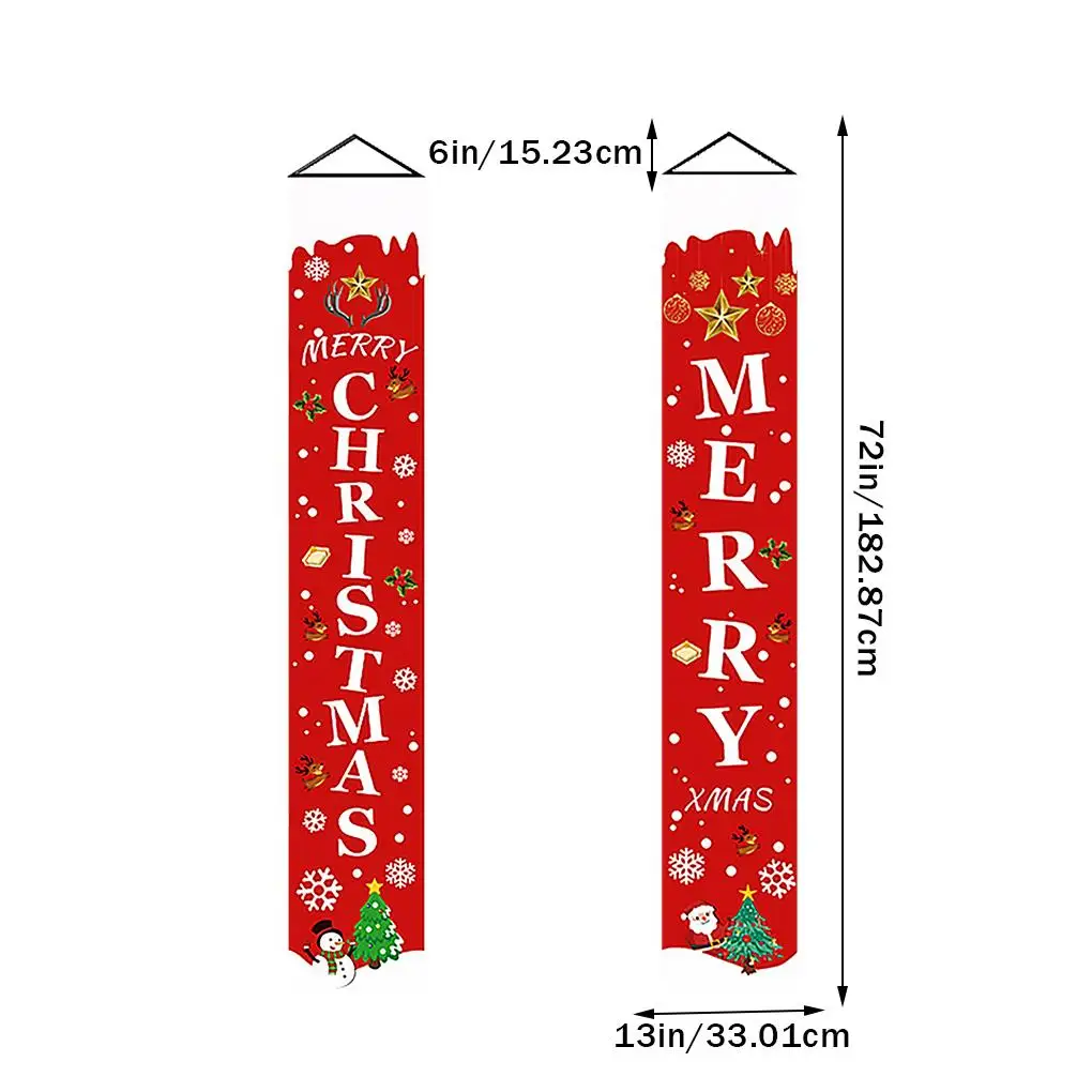 

1 Pair Christmas Themed Door Couplet Welcome Sign Porch Hanging Banner Holiday Decoration
