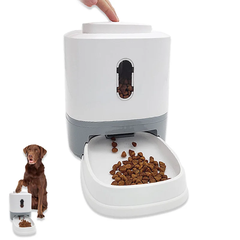 

Automatic Pet Feeder Large Capacity Dry Food Dispenser Cat Dog Grain Bowl Portable Feeding for Small Medium Pets Auto Button