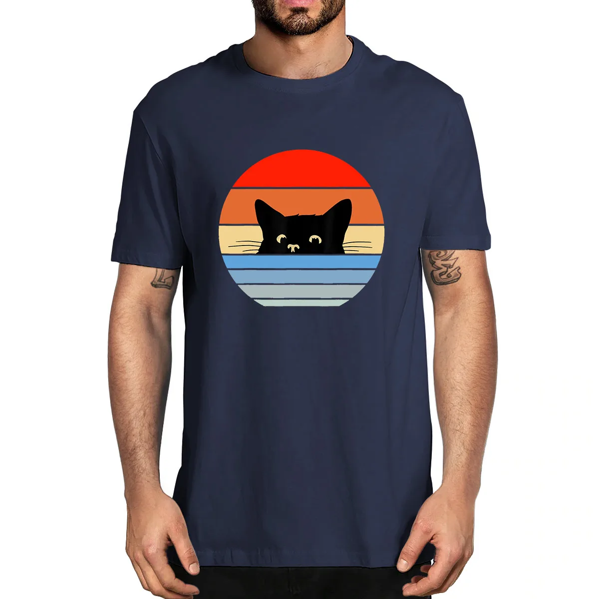

Unisex 100% Cotton Black Cat Cute Cats Print O-Neck Female Funny Men's Short Sleeve T-shirt Humor Streetwea Women Tee