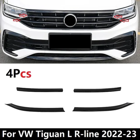 Стайлинг автомобиля для VW Tiguan L R-line 2022 2023 ABS передний бампер сетка Центральная решетка молдинговые полосы Защитная крышка отделка