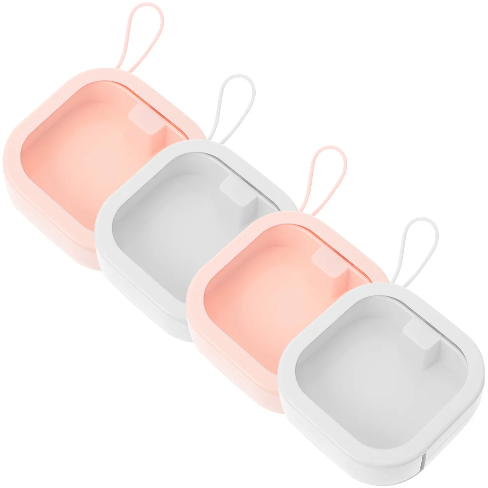 

4 Pcs Portable Storage Box Desk Top Organizer Hair Tie Holder Clip Supplies Issue Card Jewelry Case Abs Travel