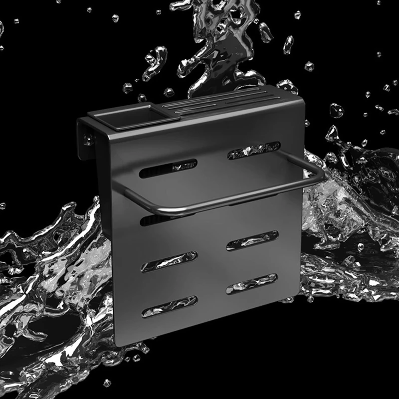 

Wall Mounted Knife Holder Spoon Fork Chopsticks Organizer with Towel Bar for Home Kitchen Cutlery Tableware Drain Shelf