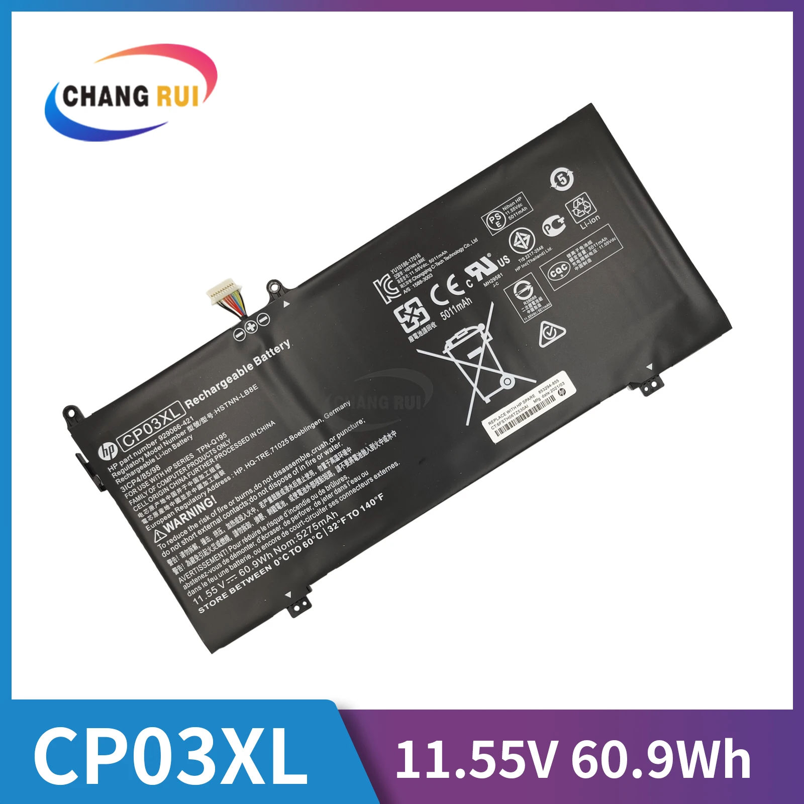 

CP03XL 60Wh Laptop Battery for HP Spectre 13-ae x360 929072-855 CP03060XL Genuine Original Li-ion Battery