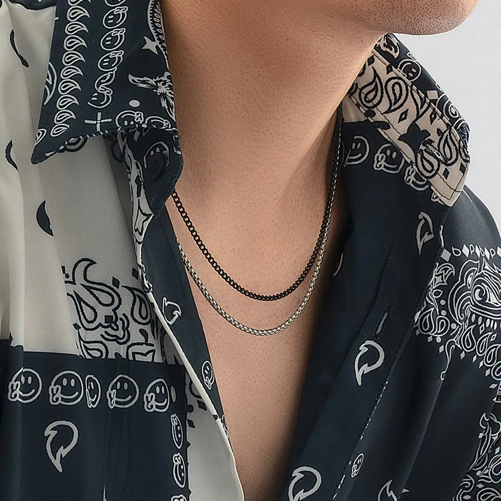 

2Pcs Simple Double-layer Chain Necklace for Men Fashion Minimalist Long Chain Necklace Punk Grunge Jewelry Gifts 2022