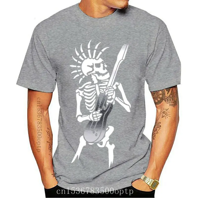 

Camiseta Punk de esqueleto para hombre, camisa de gran tamaño, S-3Xl, guitarra, Rock, gótico, Calavera, motorista, música, Rocke