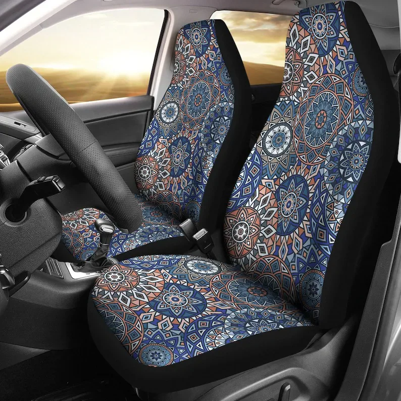 

Blue Mandalas Car Seat Covers Pair, 2 Front Seat Covers, Car Seat Protector, Car Accessories