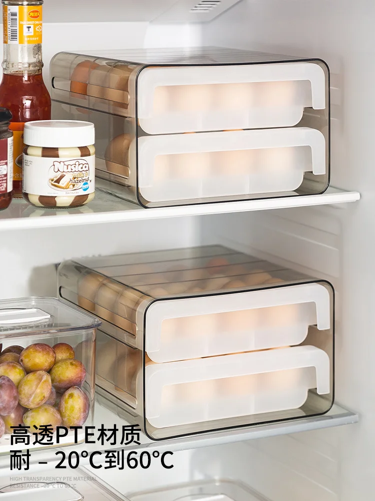 

Refrigerator Egg Storage Box Drawer-Type Household Kitchen Egg Storage Box Shelf Supports Food Preservation Box