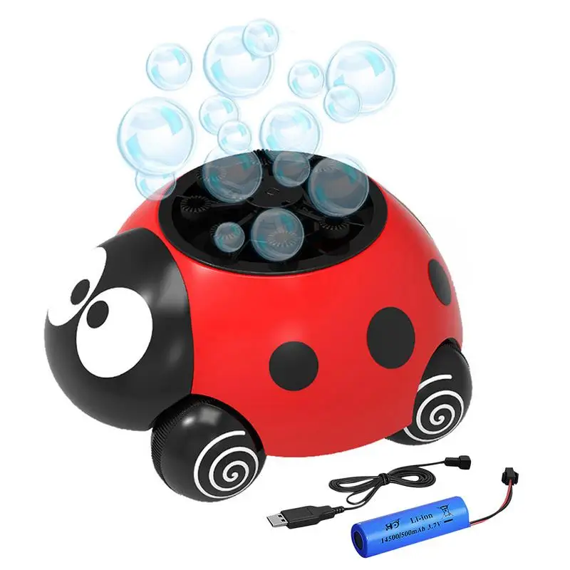

Bubble Blowing Machine Pull Line Walking Ladybug Bubble Machine Automatic Bubble Blower With Light Kids Outdoor Child Summer