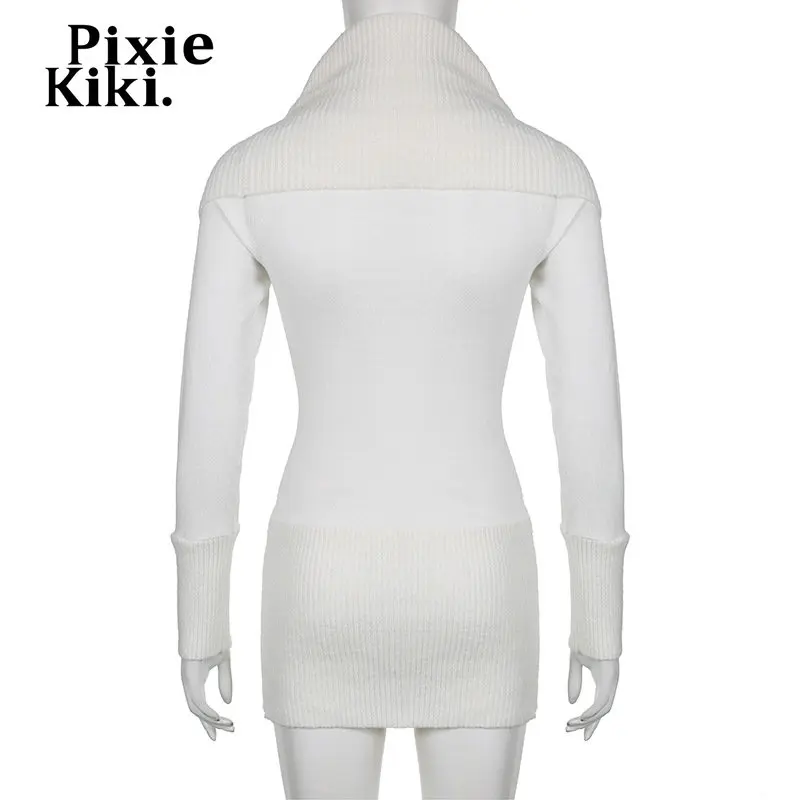 Платье-мини зимнее трикотажное с длинным рукавом и воротником-шарфом - купить по