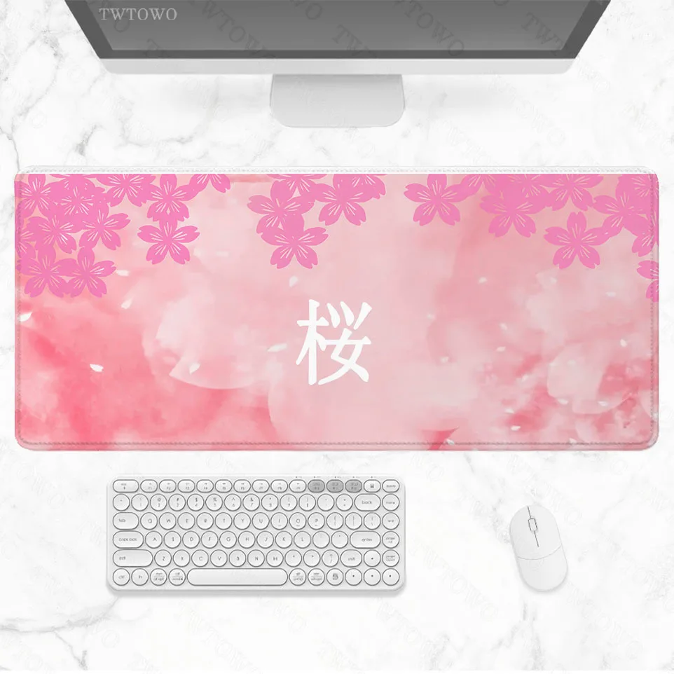 

Japanese Pink Cherry Blossom Sakura Mouse Pad Gamer XL Large New Home Mousepad XXL Keyboard Pad Natural Rubber Laptop Mouse Mat