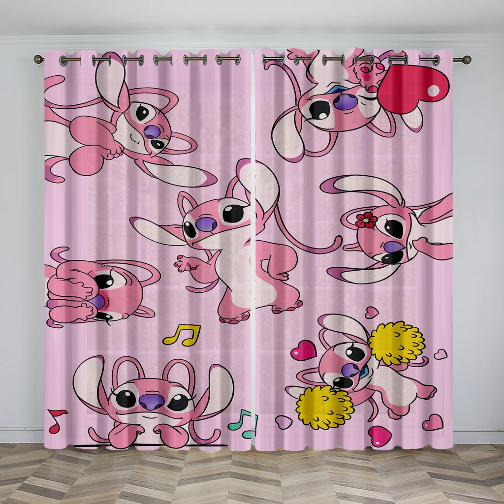 

Cartoon Pink Lovely Funny Animal Cute Girl Window Curtains for Kids Living Room Bedroom Bathroom Kitchen Door Home Decor 2Pieces