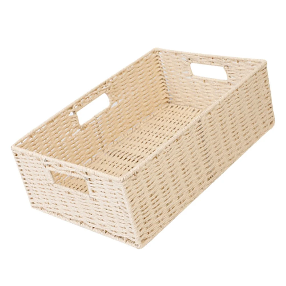

Rattan Home Basket Organizer Holder Desktop Woven Home Creative Sundries Square Containers Lids