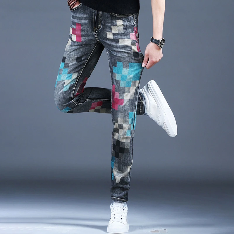 Новинка 2024 мужские джинсы PFNW с принтом красивые уличные брюки американская
