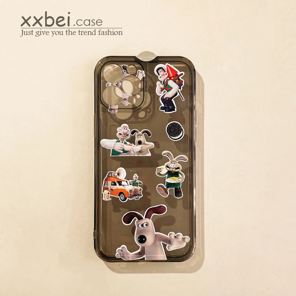 

Bandai Wallace And Gromit Black Transparent Phone Case For IPhone 13 12 Mini 11 Pro Max Xs X Xr 8 7 6 6s Plus Ins Dog Funda