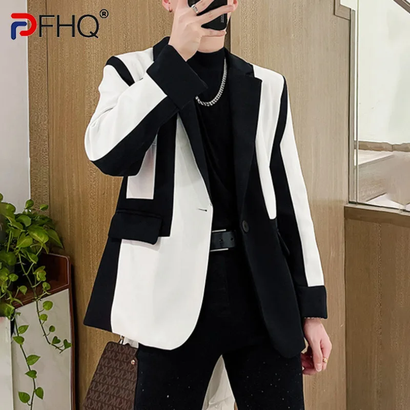 

PFHQ высококачественный нишевой цветной контрастный дизайн мужской повседневный пиджак уличная мода 2023 элегантный стильный пиджак