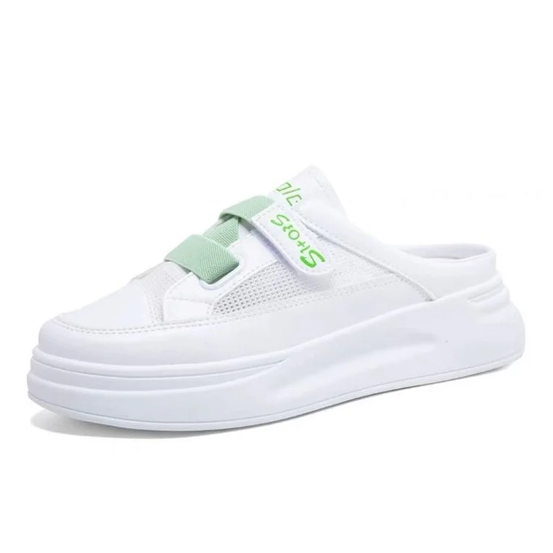 

Summer New White Sneakers Women's Fashion Round Toe mesh Mules Shoes Comfortable Beach Shoes Women's Sandals Slippers Shoes