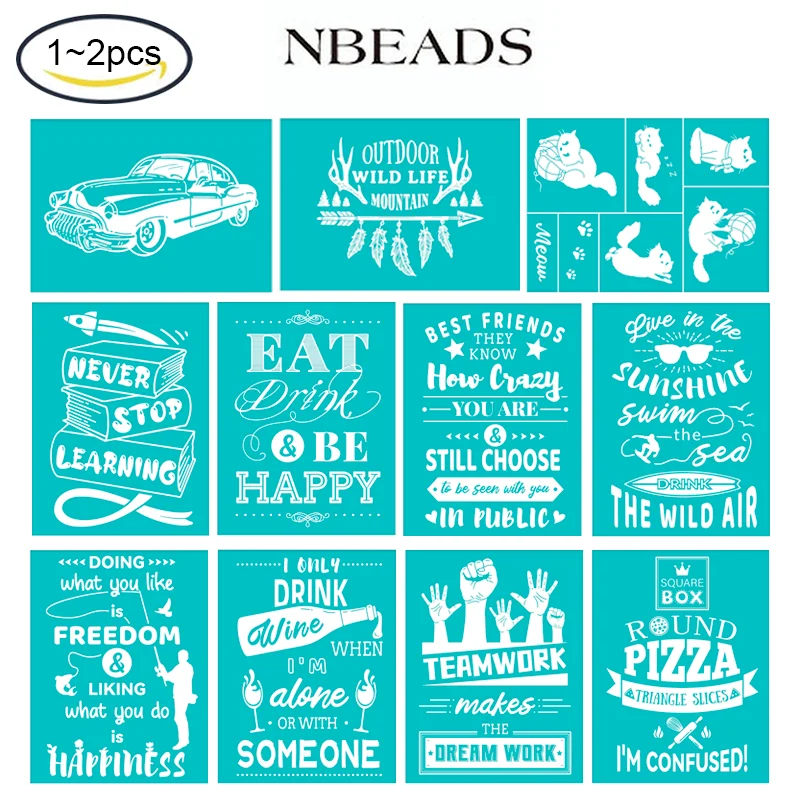 

NBEADS 1-2 PC Self-Adhesive Silk Screen Printing Cactus Reusable Pattern Stencils for Painting on Wood Fabric T-Shirt Wall