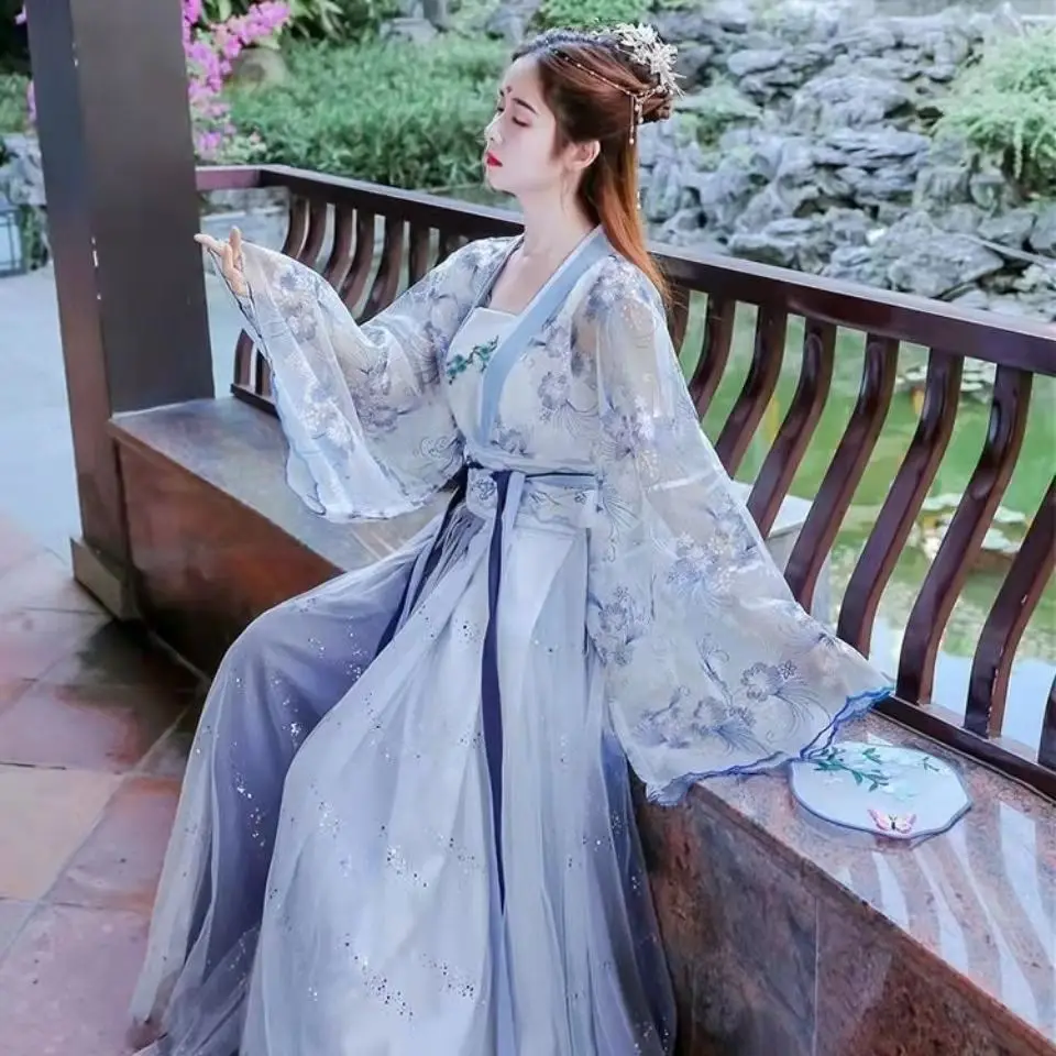 Традиционное женское платье Hanfu с цветами 2022 традиционный китайский костюм