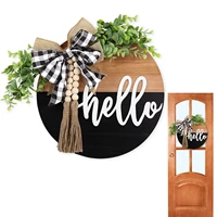 welcome sign for farmhouse front porch decor rustic door hangers front door with premium greenery for home decoration