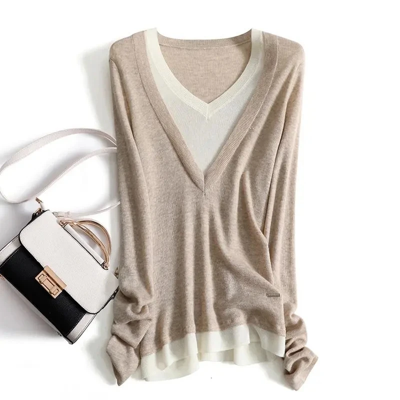 Женский вязаный свитер с длинным рукавом большие размеры до 4XL