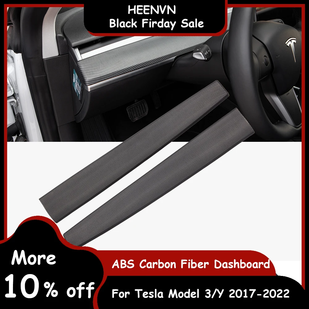 

Heenvn For Tesla Model 3 2021 Carbon Fibre ABS New Car Center Console Trim Model Y 2022 Accessories Tesla Model Three Dashboard