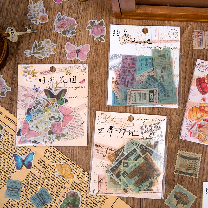 40 листов наклейки винтажные материалы для путешественников тематические