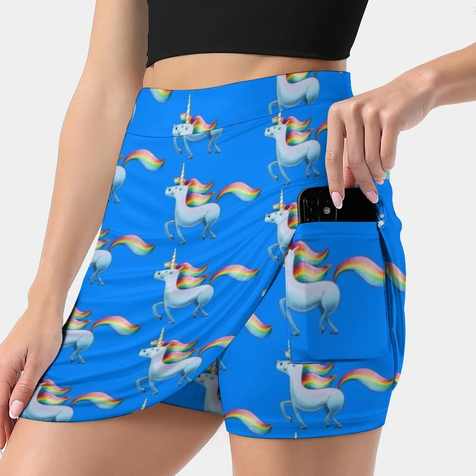 

Happy Unicorn Women's skirt With Pocket Vintage Skirt Printing A Line Skirts Summer Clothes Unicorn Rainbow Sky Cheerfully