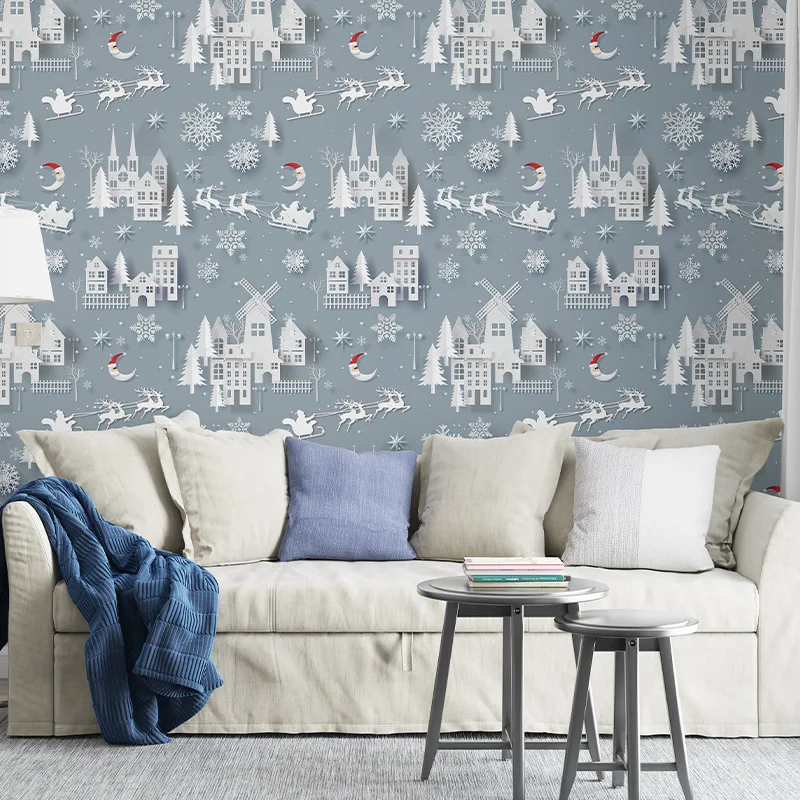 

Christmas Series Wall Stickers, Window, Background Wall, Scene Layout, Decorative Wallpaper, Self-adhesive PVC Wallpaper