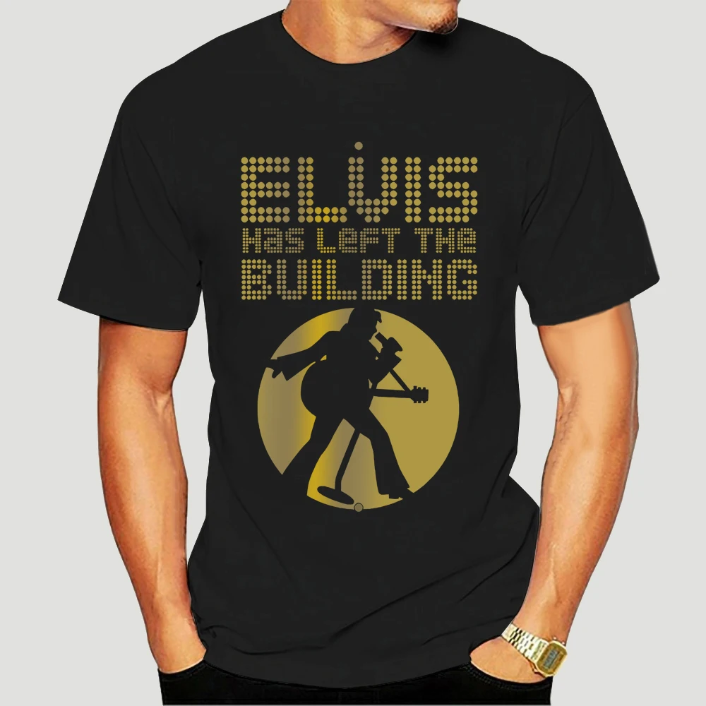 

Men Black The King Is In The Building Shirt Rock n Roll Printed T-Shirt 2470X