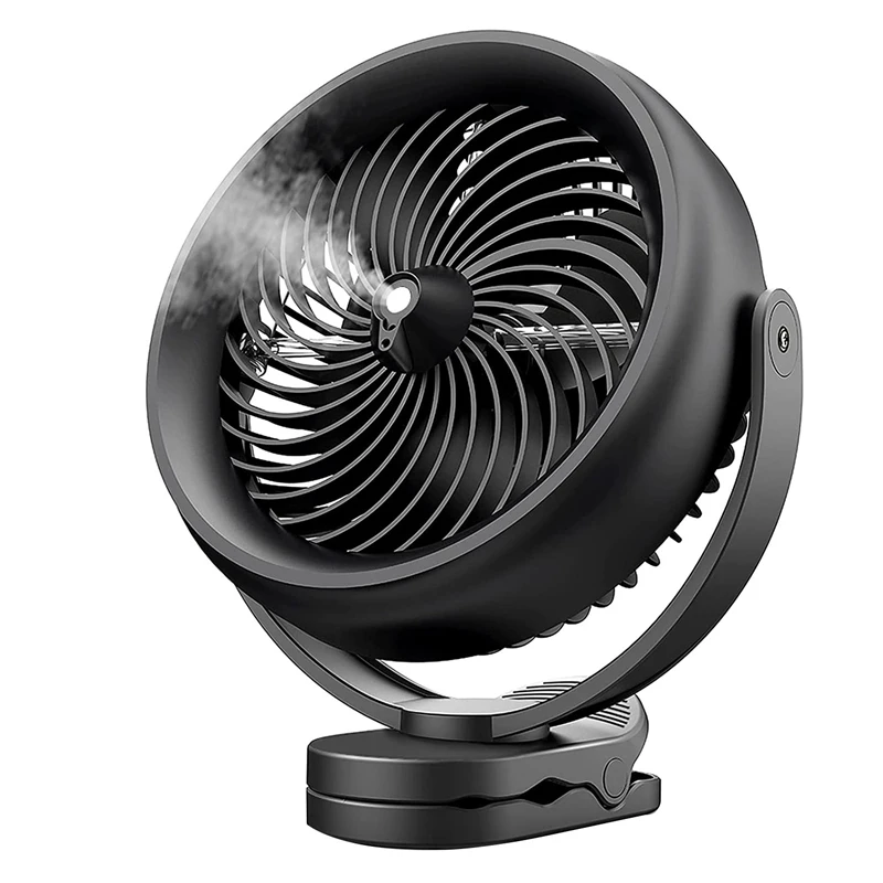 

10000Mah Battery Operated Clip On Fan, 8-Inch Desk Stroller Cool Fan, 2 Mist Modes Output With 200Ml Water Tank,3 Speeds
