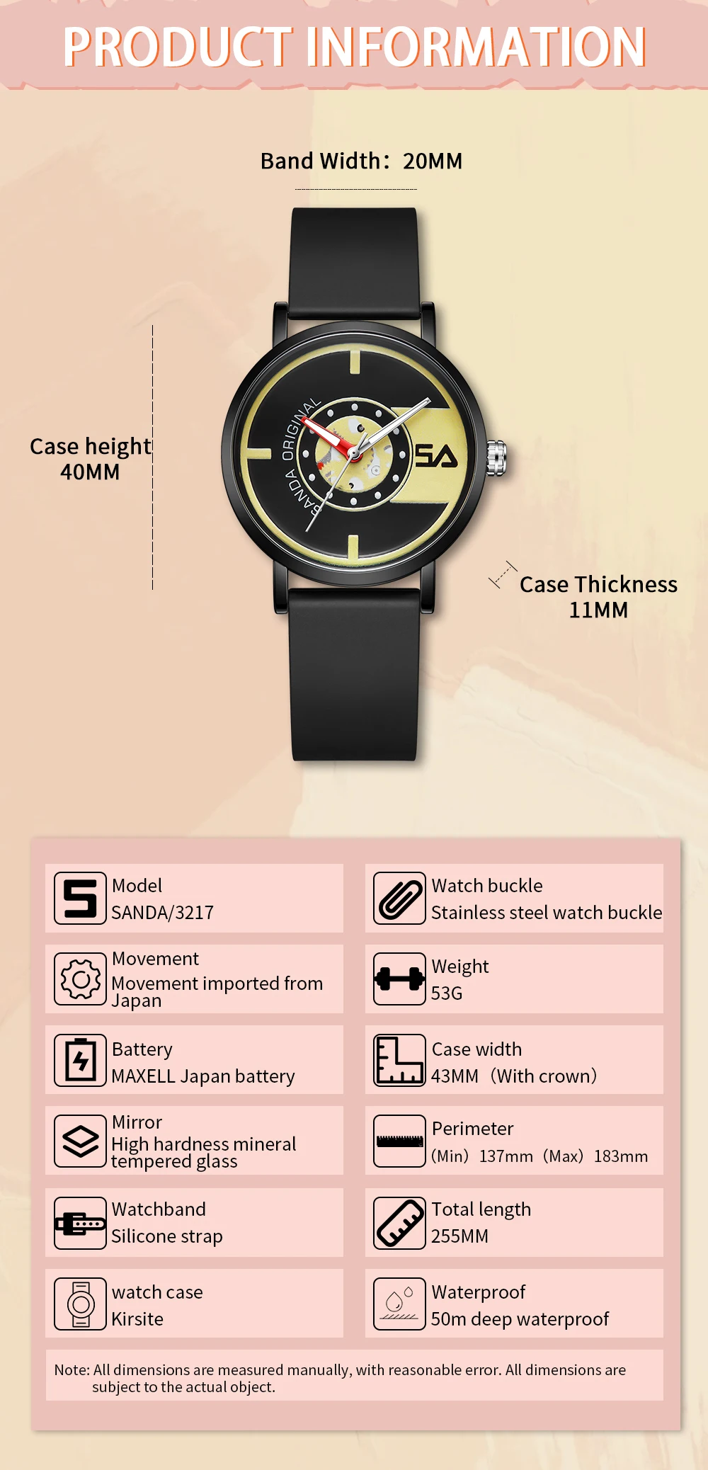 SANDA Ladies Watch Trend Creative Quartz Mens Sports Clock Fashion Casual Unisex Quartz Silicone Water proof Watch Reloj Señoras