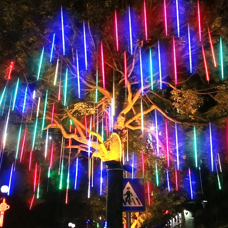 

32/24/16/8 Tubes LED Meteor Shower Lights Falling Rain Drop Fairy String Lights for Christmas Party Garden Holiday Decorations