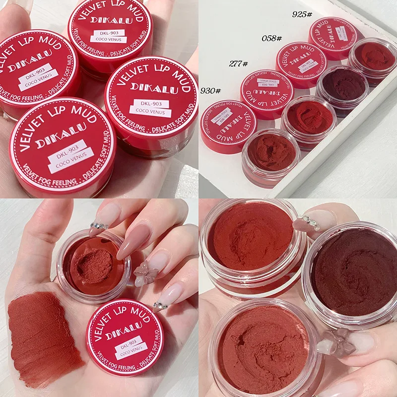 

DIKALU Jelly Lip Mud Cute Matte Velvet Lipstick Makeup Plumping Brown Lip Gloss Mud Tint for Lips Waterproof Longlasting