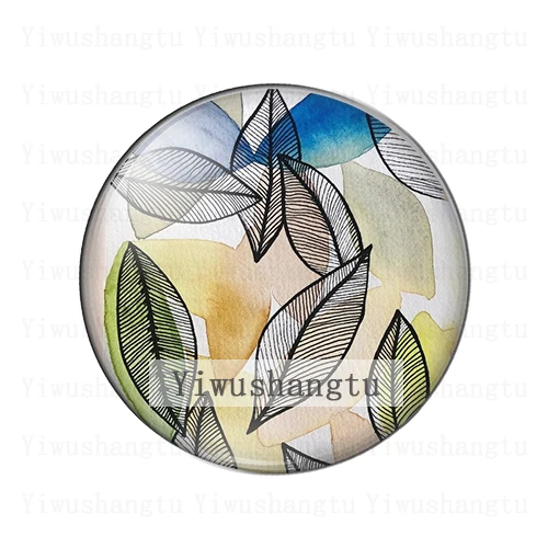 Fashion Tropical leaves art painting 12mm/18mm/20mm/25mm Round photo glass cabochon demo flat back Making findings |