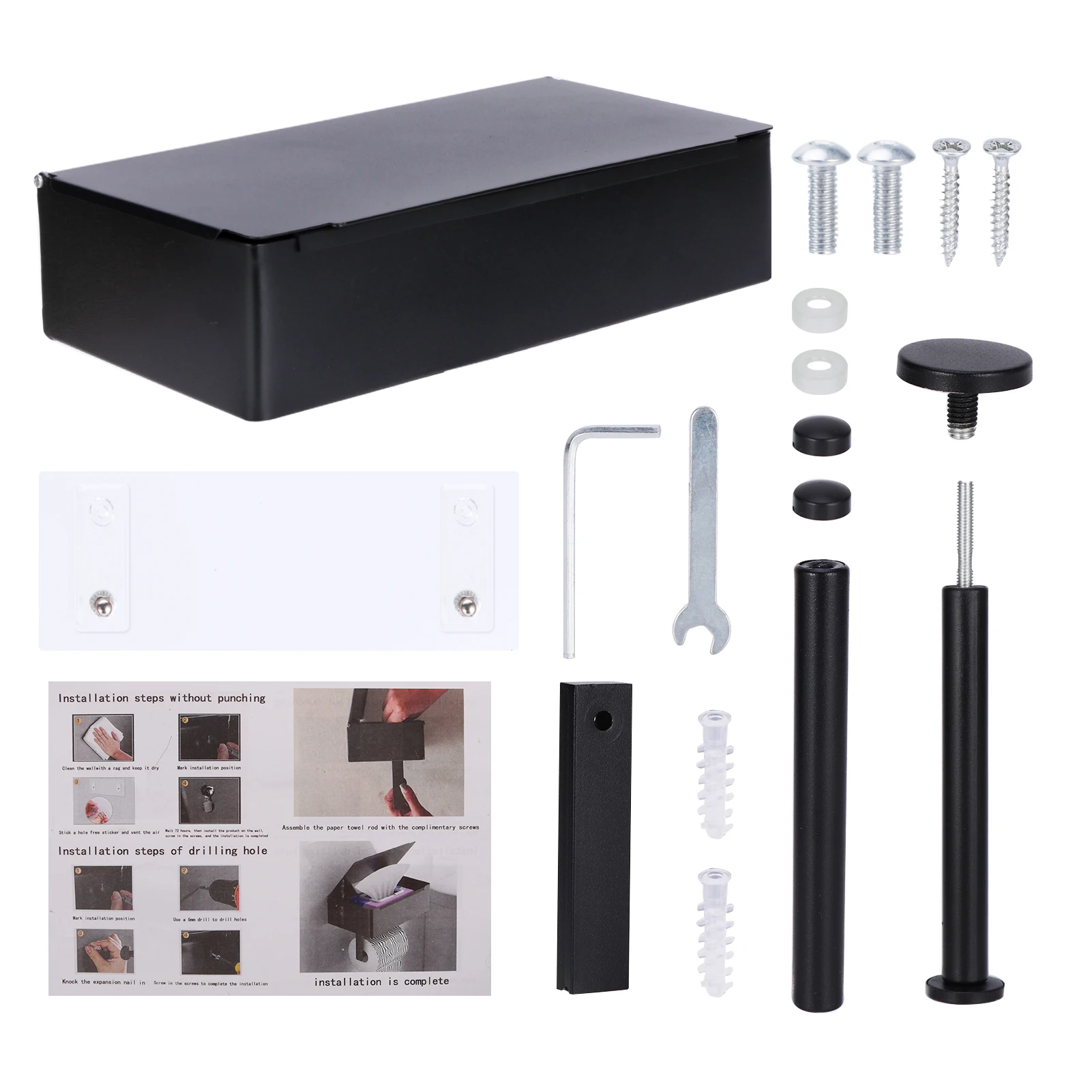 

Black Flushable Wipes Dispenser Wall Mount Modern Storage Double Roll Bathroom Stainless Steel Toilet Paper Holder With Shelf