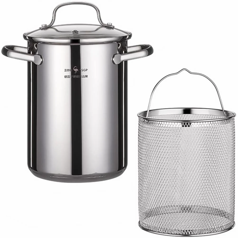 

Pot Fryingdeep Pan Cooking Basket Fryer Fryershome Outdoorfry Steel Stainless Drain Tempura Use Lid Pasta Cookware Soup Boil