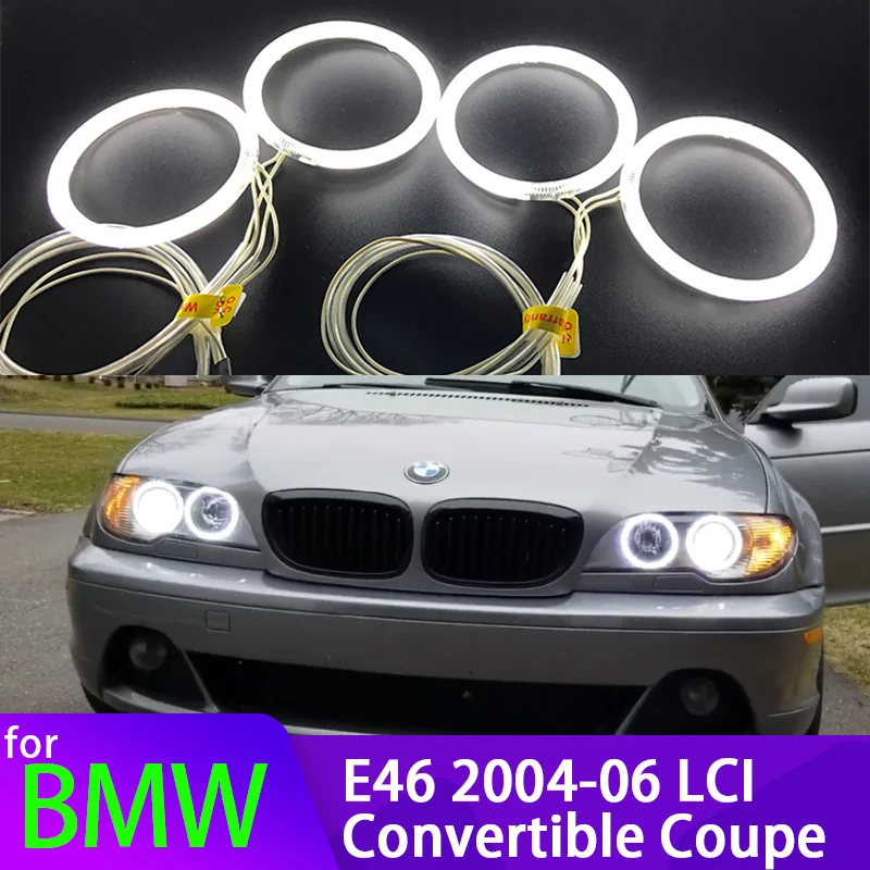 

for BMW 3 Series E46 325ci 330ci Convertible Coupe 2004-06 LCI Xenon White Headlight Halo Rings CCFL Angel Eyes Light Kit DRL