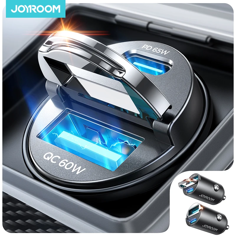 Фото Автомобильное зарядное устройство Joyroom 125W mini с быстрой зарядкой для iPhone QC3.0, mini PD, USB Type C, для Samsung Android №1