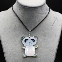 natural shell abalone white animal panda pendant necklace crafts for jewelry makingdiy accessories charm gift party decor40x48mm
