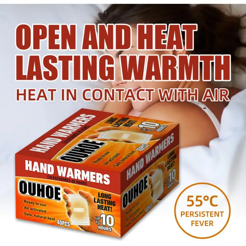 10/40pcs Disposable Hand Warmer Value Pack Self-heating Cold-proof Warming Abdomen Warming Patch Warm Body Patch