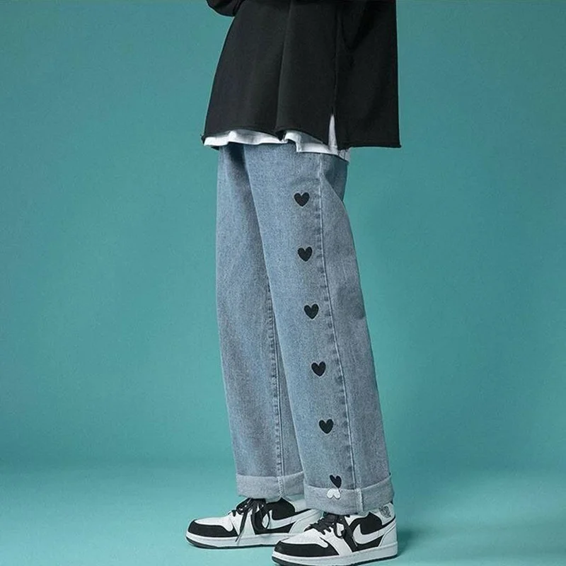 

Men's Wide Leg Loose Jeans, Korean Street Clothes, Hip Hop, Spring, 2022