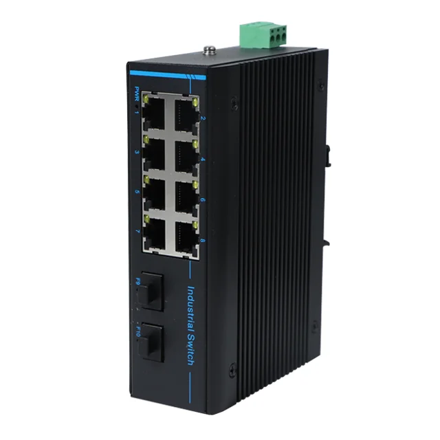 Фото Хит продаж: Промышленный медиаконвертер SFP в RJ45 Ethernet, 1000 Мбит/с, 8 сетевых портов, 2 SFP, для монтажа на DIN-рейку, оптическое волокно. №2