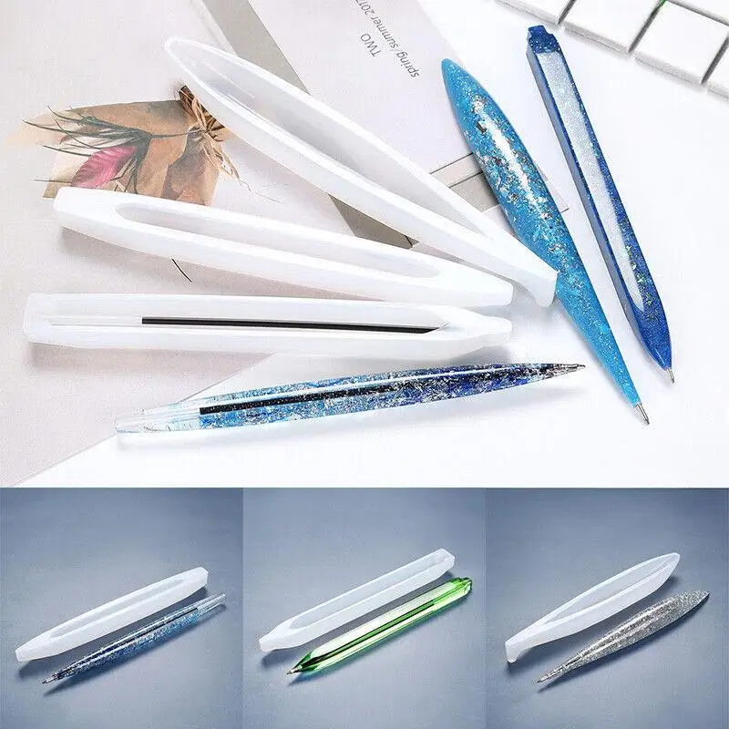 

New Handmade Pen Silicone Mold Set DIY Crystal Epoxy Resin Mold Casting Mold Manual Transparent Pen Holder Making Tools 2023