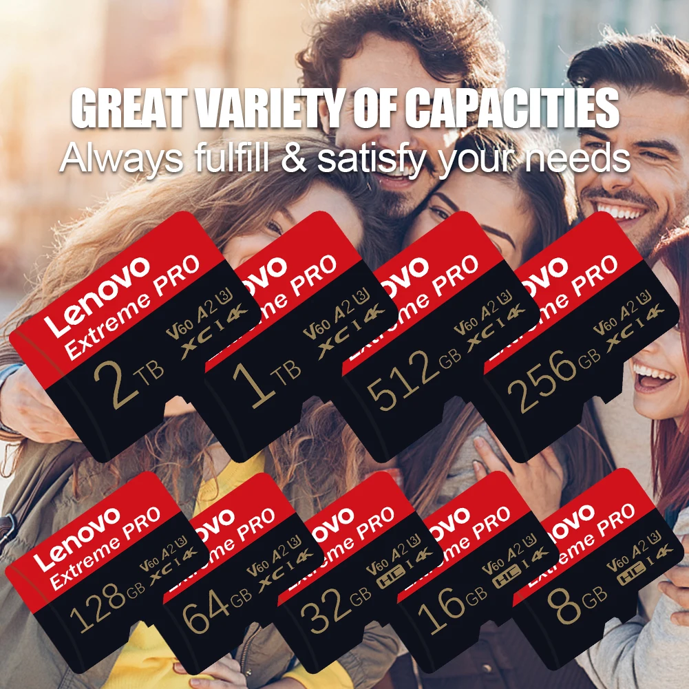 Фото Lenovo 2TB 1TB 512GB V60 MicroSDXC 200MB/s Скорость записи видео 8K, совместимая с Nintendo Switch/Android — пожизненная гарантия №2