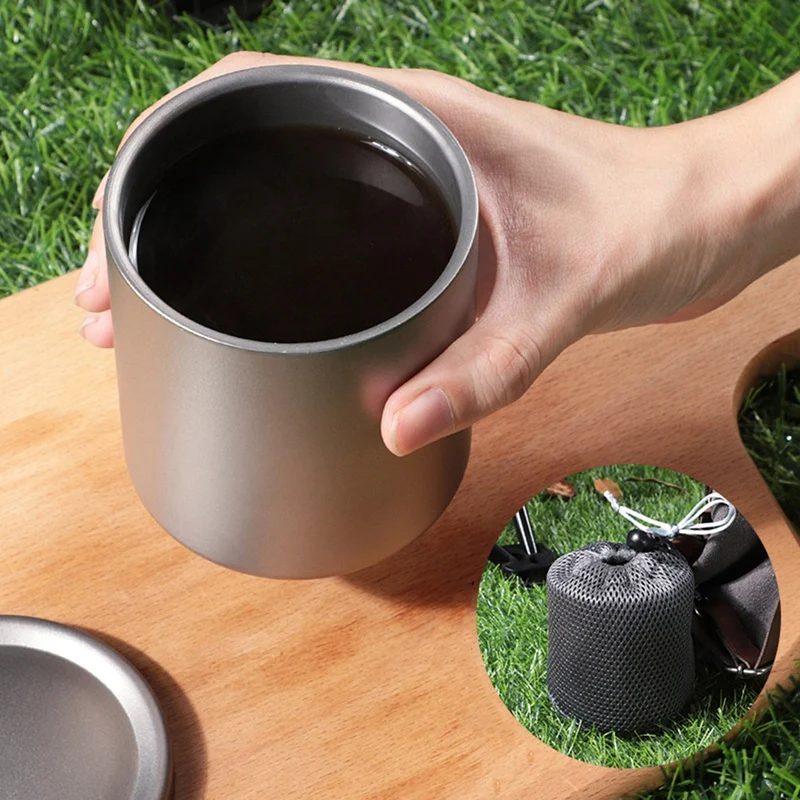 Титановая чашка для воды с двойными стенками кофе и чая дома офиса кемпинга