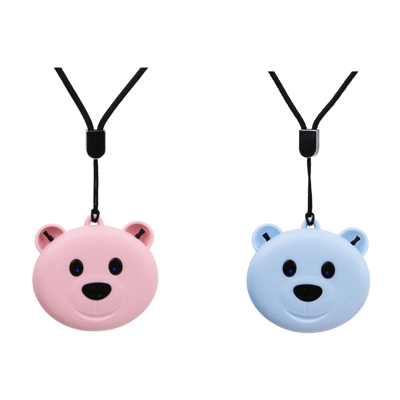 

2 Pcs Air Purifier Personal Wearable Car Oxygen Bar 200MAH Battery Negative Ion Hanging Neck Air Purifier, Pink & Blue