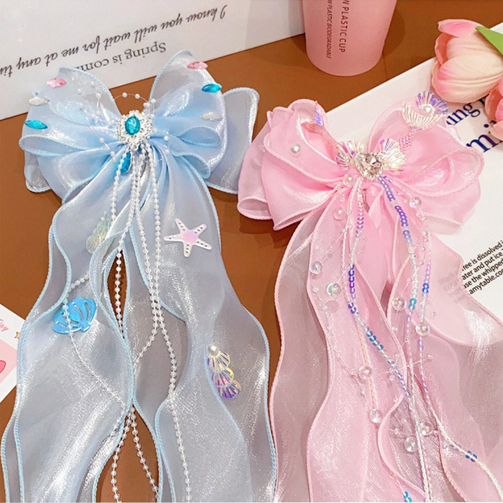 Заколка для волос с кисточками и бантом девочек милые плетеные зажимы в стиле